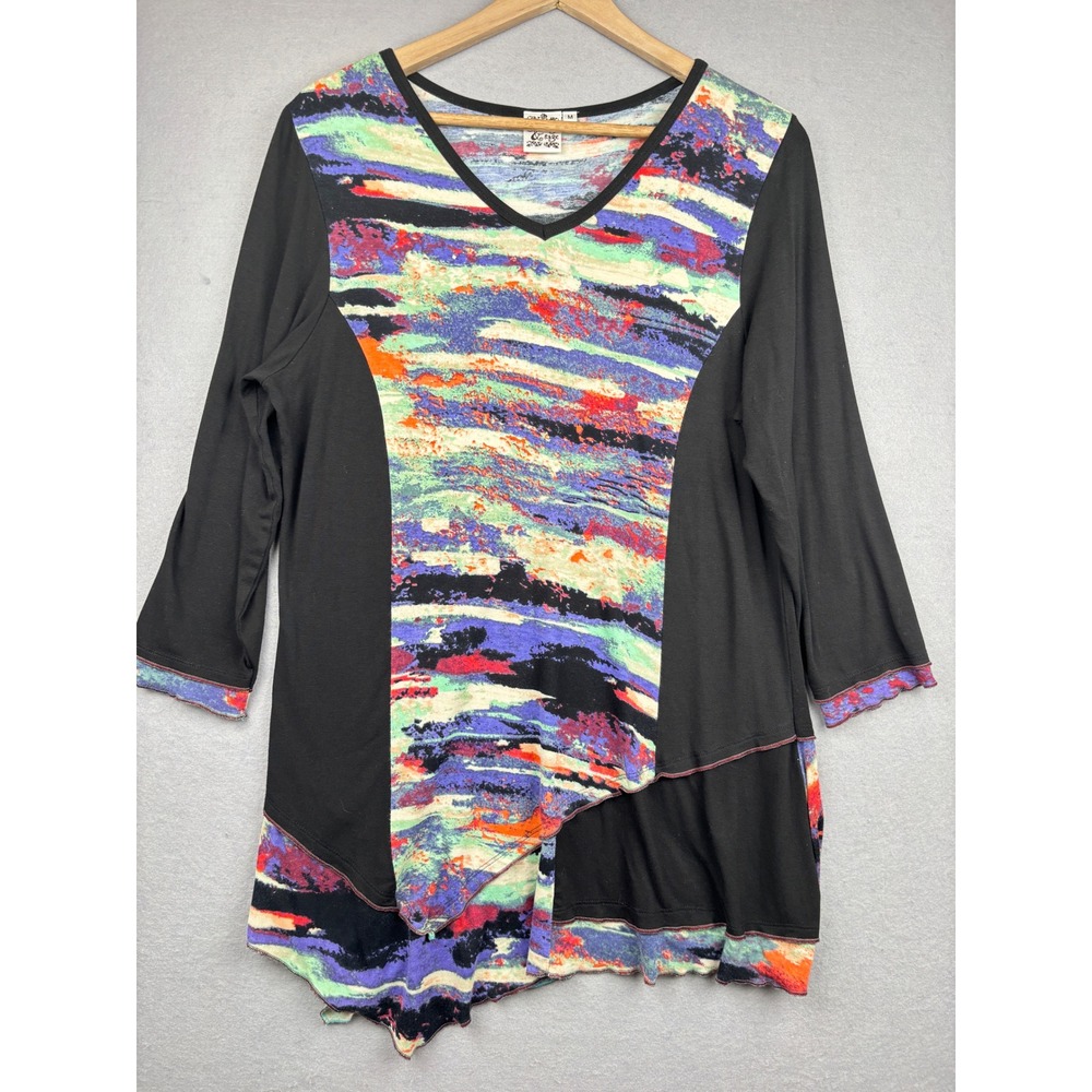 Parsley and Sage Tunic Womens M Asymmetrical Hem Abstract Artsy